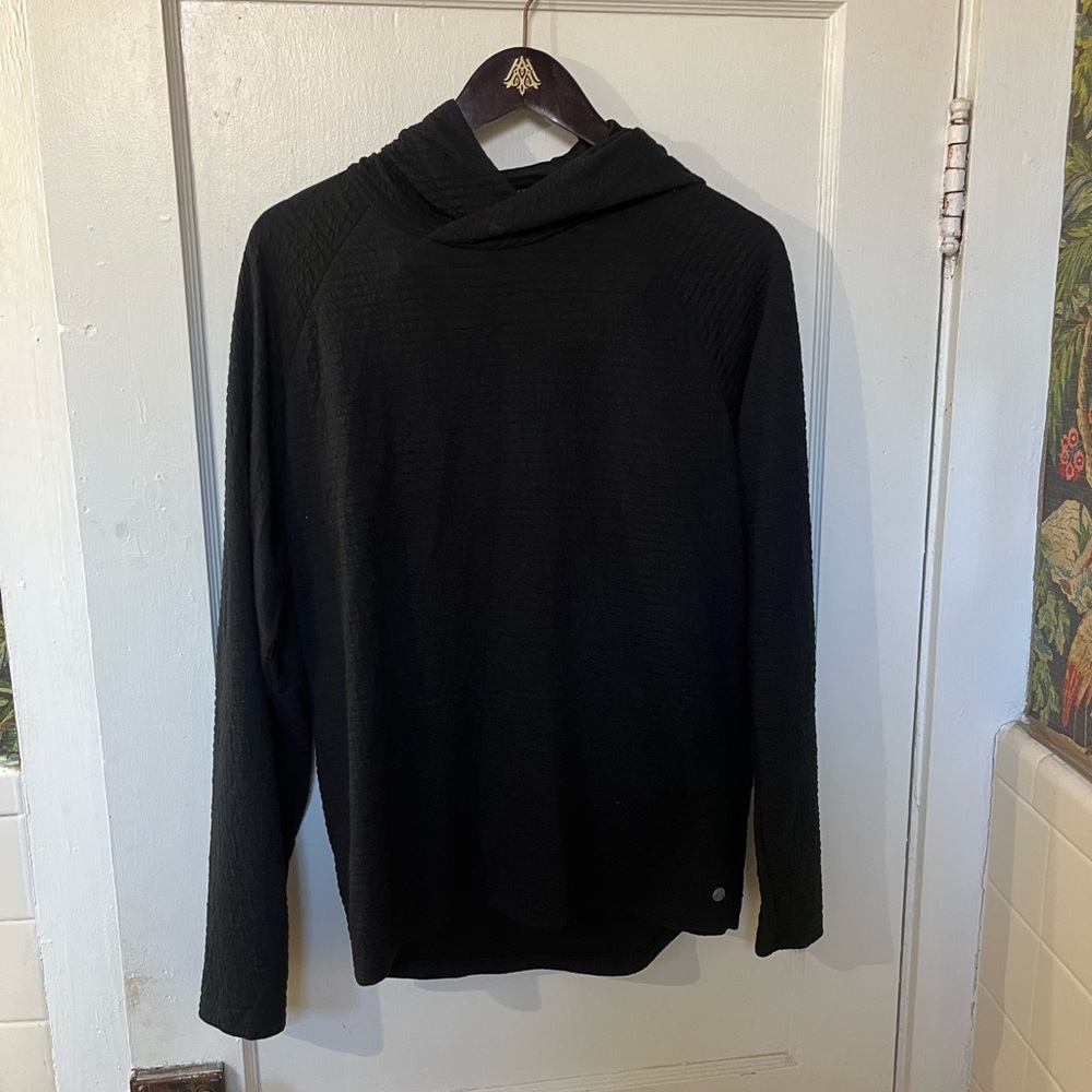 Apana Black Textured Cowl Neck Hoodie Pullover Size Small EUC